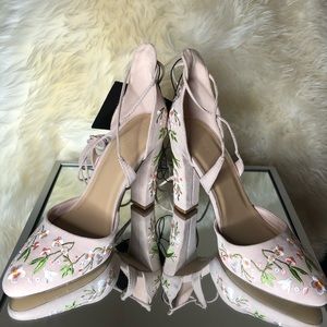 Floral Lace up heels 9